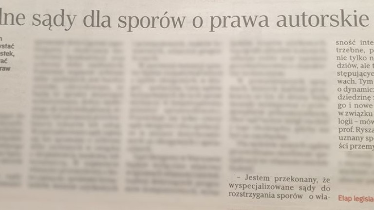 Rzeczpospolita. Specjalne sądy dla sporów o prawa autorskie. Komentarz Prof. Ryszarda Skubisza